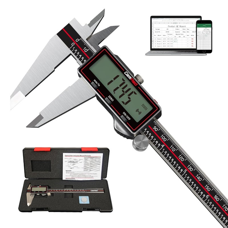 GemRed Wireless Digital Caliper, 8 Inch Stainless Steel Precision Measuring Tool with Data Output, Inch/MM Conversion, Zero Reset, Auto Off, for DlY, Woodworking, Jewelry Making - Image 2